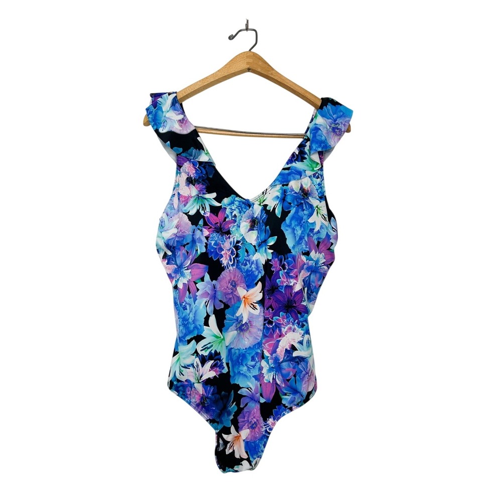 Swimsuits For All Floral Print Ruffle One Piece Modest Swimsuit‎ Plus Size 18